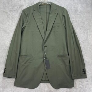 Sene FlexTech Blazer Jacket Mens 42R Olive Green Single Breasted Notch Lapel